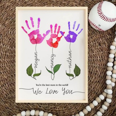 Personalised Mother's Day Flower DIY Handprint Art Craft Sign Gift From Kids For Mum Grandma