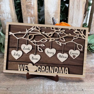 Personalized Family Tree Sign With Name Engraved Home Decor Anniversary Christmas Day Gift Ideas