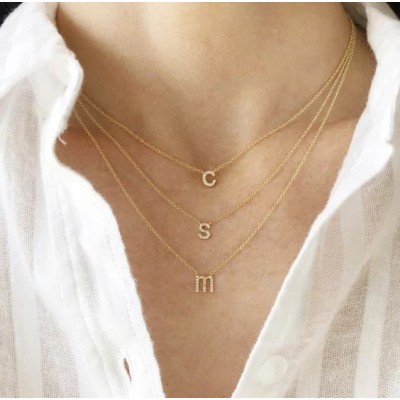 S925 Silver Personalised Sparkle Initial Letter Name Necklace