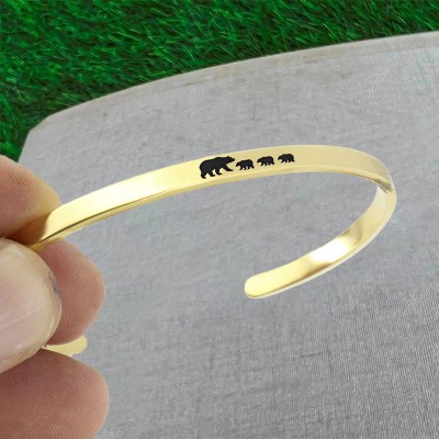 Personalised Mama Bear Bracelet Cuff For Mum Grandma