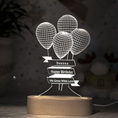 Personalised 3D Illusion Lamp Night With Names Engraved For Her Girlfriend Wife
