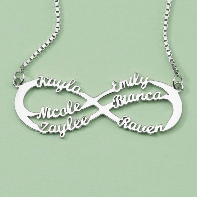 Personalised Infinity Name Necklace with 1-8 Names