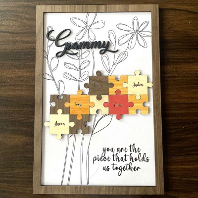 Personalised Granny You Are The Piece That Holds Us Together With Grandkids Name Mum Puzzle Sign