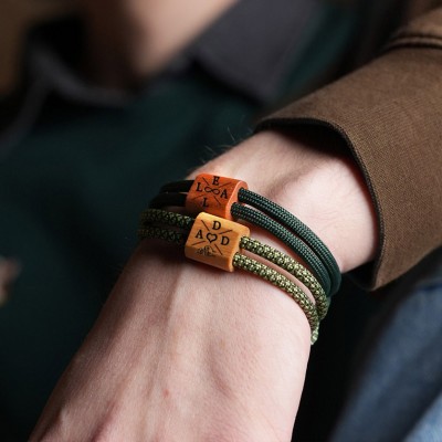 Personalised Men's Bracelet with Bead For Dad Husband Gift Ideas