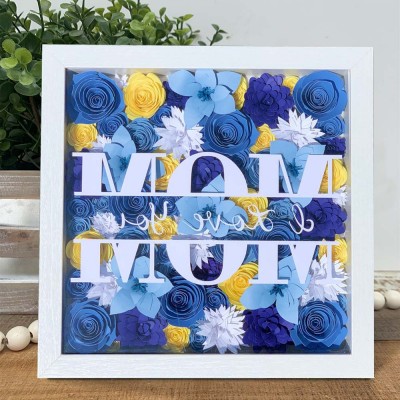 Personalised Mum Flower Shadow Box With Name For Mother's Day Christmas