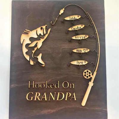 Hooked on Grandpa Daddy Father's Day Personalized Fishing Trip Gift For Him