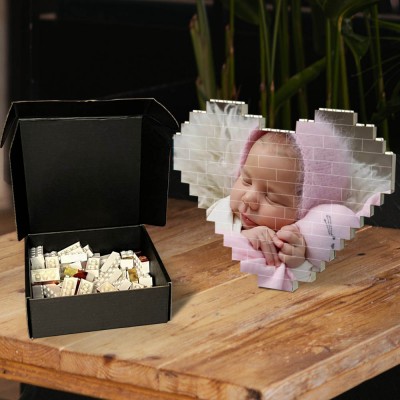 Personalised Heart Photo Block Puzzle Building Brick Family Keepsake Gifts For Kid