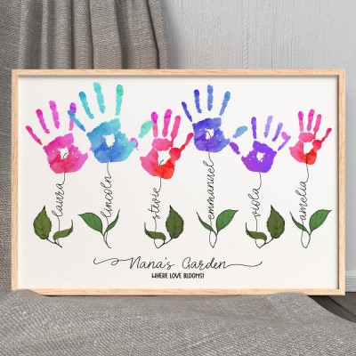 Personalised Mother's Day Flower DIY Handprint Art Craft Sign Gift From Kids For Mum Grandma