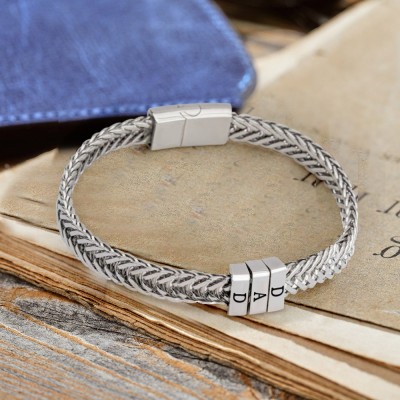 Personalised Men's Bracelet With Custom Beads Gift For Dad Father's Day Gifts