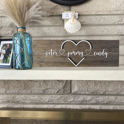 Personalised Name Wood Sign Plaque For Couple Family Mother's Day Christmas