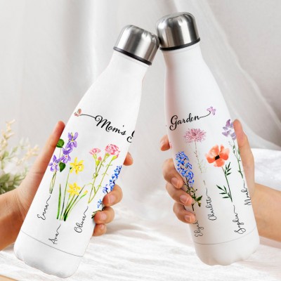 Personalised Mum's Garden Tumbler With Kids Name and Birth Month Flower For Mother's Day