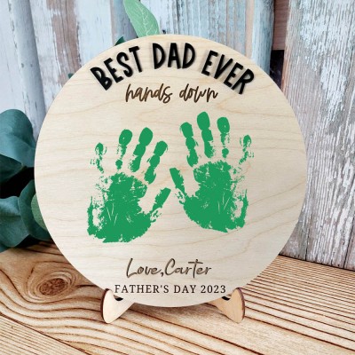Personalised Best Daddy Ever DIY Handprint Hands Down Sign For Father's Day