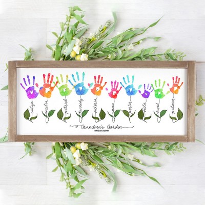 Personalised Mother's Day Flower DIY Handprint Art Craft Sign Gift From Kids For Mum Grandma