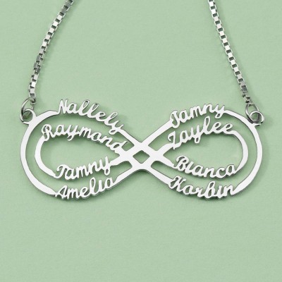 Personalised Infinity Name Necklace with 1-8 Names