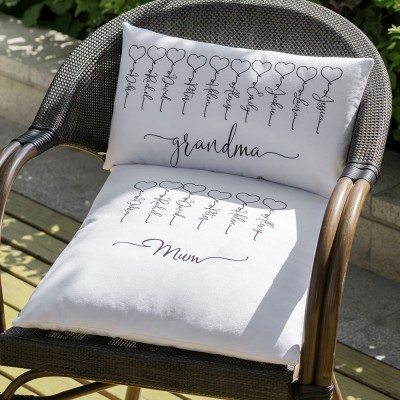 Personalised Family Pillow Engraving 1-16 Names For Mum Gift