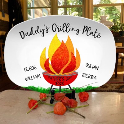 Personalised BBQ Platter With Kids Names For Father's Day Daddy's Grilling Plate
