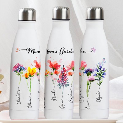 Personalised Mum's Garden Tumbler With Kids Name and Birth Month Flower For Mother's Day