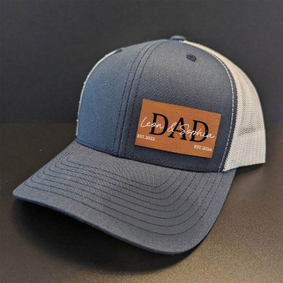 Personalised DAD Patch Hat with Custom Kids Names and Date For Gift Ideas