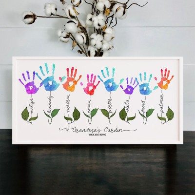Personalised Mother's Day Flower DIY Handprint Art Craft Sign Gift From Kids For Mum Grandma