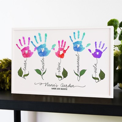 Personalised Mother's Day Flower DIY Handprint Art Craft Sign Gift From Kids For Mum Grandma