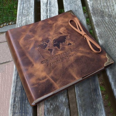 Our Adventure Book Personalised Leather Travel Photo Album For Valentine's Day Anniversary Gift Ideas