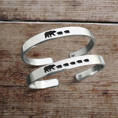 Personalised Mama Bear Bracelet Cuff For Mum Grandma