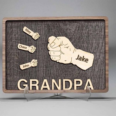 Personalized Dad and Kids Fist Bump With Name Frame Sign For Father's Day