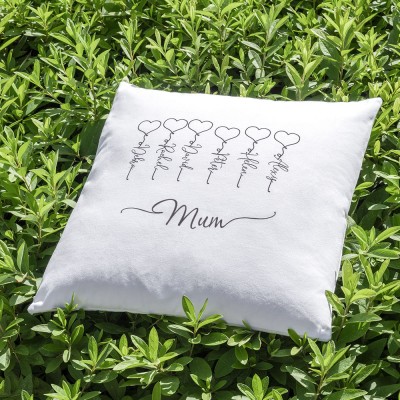 Personalised Family Pillow Engraving 1-16 Names For Mum Gift