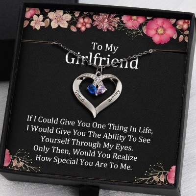 To My Girlfriend Gift Ideas Personalised Heart Necklace With Her and Him Names For Valentine's Day