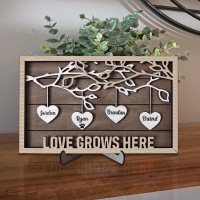 Personalised Family Tree Sign With Name Engraved Home Decor Anniversary Christmas Day Gift Ideas
