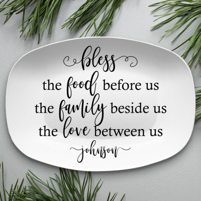 Personalised Thanksgiving Fall Bless Food Family Love Platter