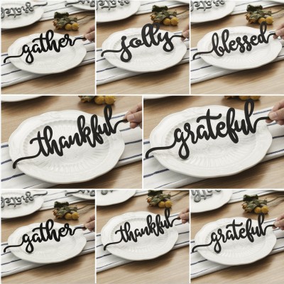 Set of 8 Thanksgiving Place Cards For Dining Table Decor Words Sign
