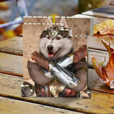 Personalised Photo Block Puzzle Building Brick Keepsake For Pet