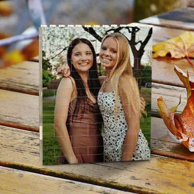 Personalised Photo Block Puzzle Building Brick Gift For Friend Sister