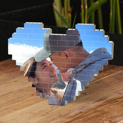 Personalised Heart Photo Block Puzzle Building Brick Anniversary Birthday Valentine's Day Gift Ideas