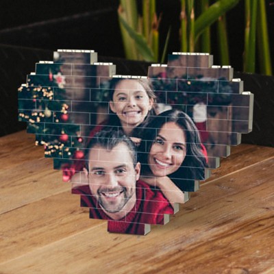 Personalised Heart Photo Block Puzzle Building Brick Anniversary Family Keepsake Gift Ideas