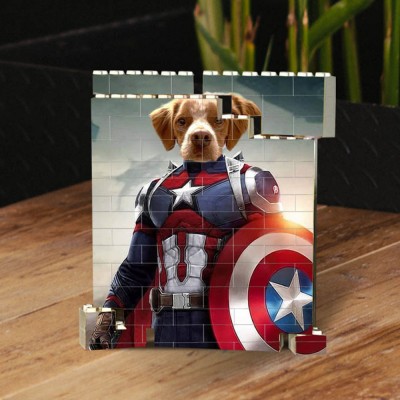 Personalised Photo Block Puzzle Building Brick Keepsake For Pet