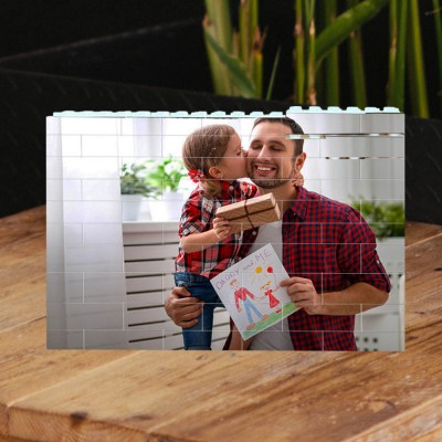 Personalised Photo Block Puzzle Building Brick Family Keepsake Gift Ideas For Father's Day