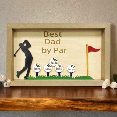 Personalised Golf Frame With Kids Names Best Dad By Par For Father's Day