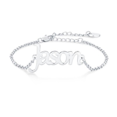 Personalised Name Bracelet Silver | Length Adjustable