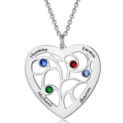 Personalized Engraved Name Necklaces With 1-7 Birthstones