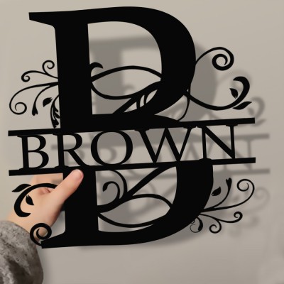 Personalised Family Name Metal Sign Monogram Home Wall Decor