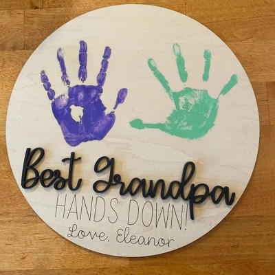 Personalised Best Grandpa Ever DIY Handprint Hands Down Sign For Father's Day