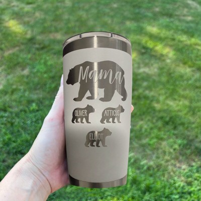 Personalised Mum Tumbler Mama Bear and Cubs For Mother's Day Christmas Birthday