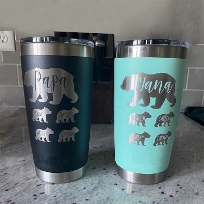 Personalised Mum Tumbler Mama Bear and Cubs For Mother's Day Christmas Birthday