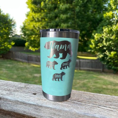 Personalised Mum Tumbler Mama Bear and Cubs For Mother's Day Christmas Birthday