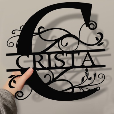 Personalised Family Name Metal Sign Monogram Home Wall Decor
