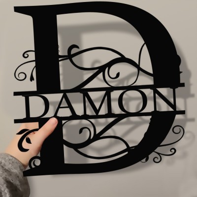 Personalised Family Name Metal Sign Monogram Home Wall Decor