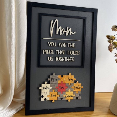 Personalised Mum Puzzle Sign With Kids Name Home Wall Decor For Mother's Day Gift Ideas