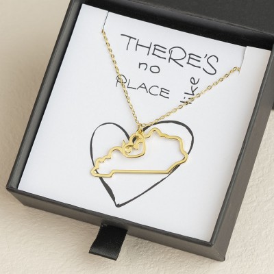 Personalised Gift for Her Home State Outline Best Friend Necklace There Is No Place Like